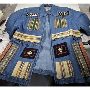 Vintage Tantrum Blues Women's Short Sleeve Zipper Denim jacket Vintage Size-M
